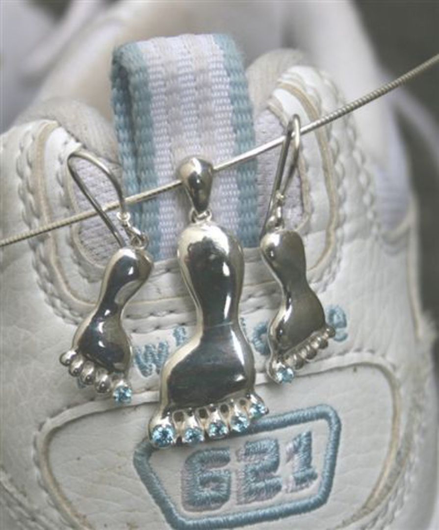 Blue Topaz Sterling Silver Foot Pendant image 0